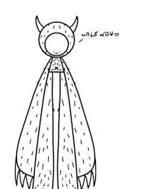 a drawing of a demon wearing a cape