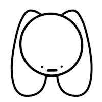 a black and white drawing of a bunny face