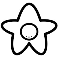 a black and white star with a smiley face