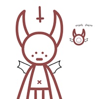 a drawing of a devil and a devil with wings