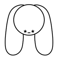 a black and white drawing of a bunny face
